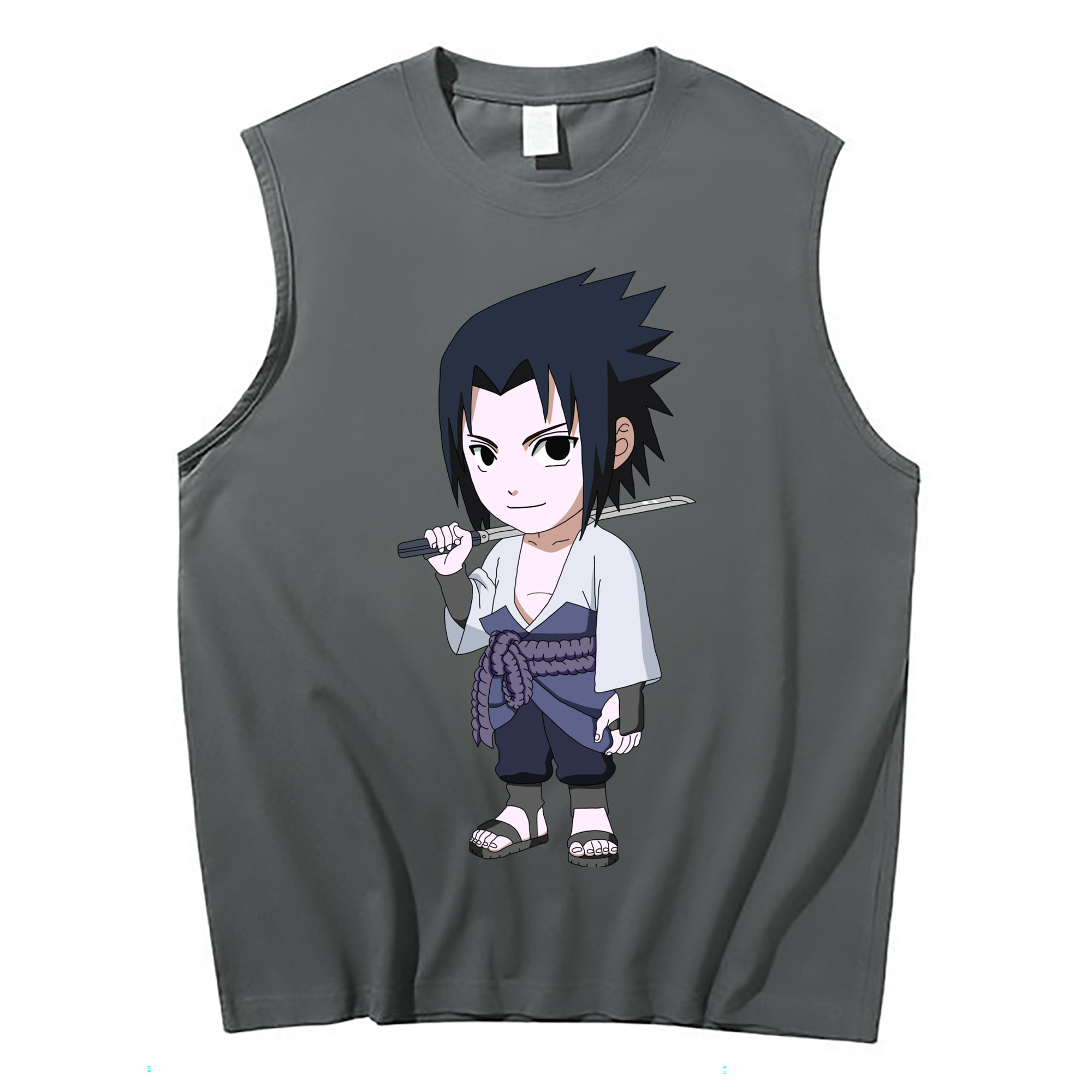 （画像用） NARUTO -ナルト- うちは サスケ Uchiha Sasuke コットン100％タンクトップ（フロントプリント）